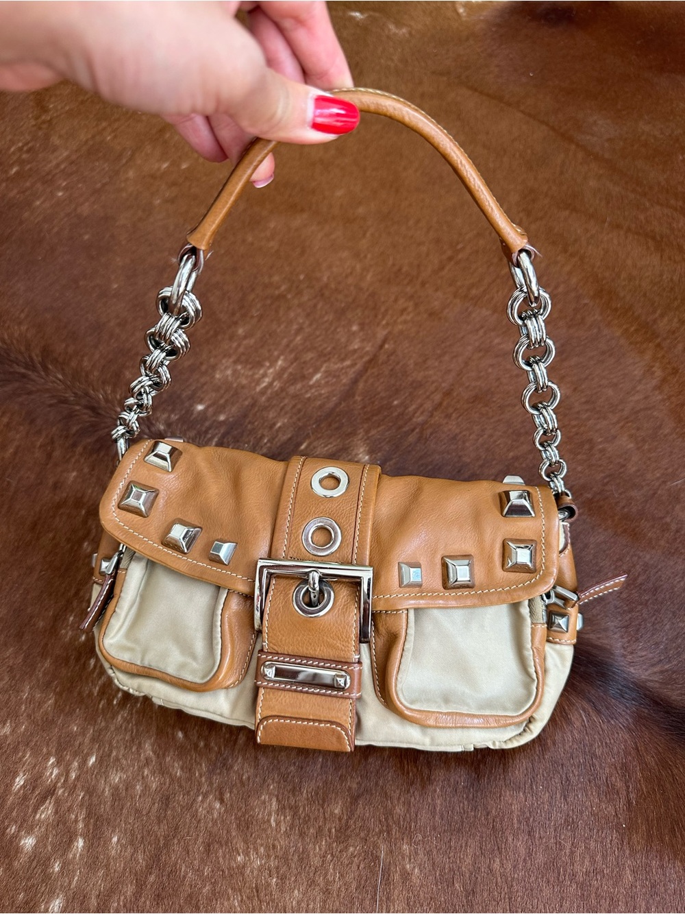Vintage Mini Prada Tessuto Flap Chain Bag